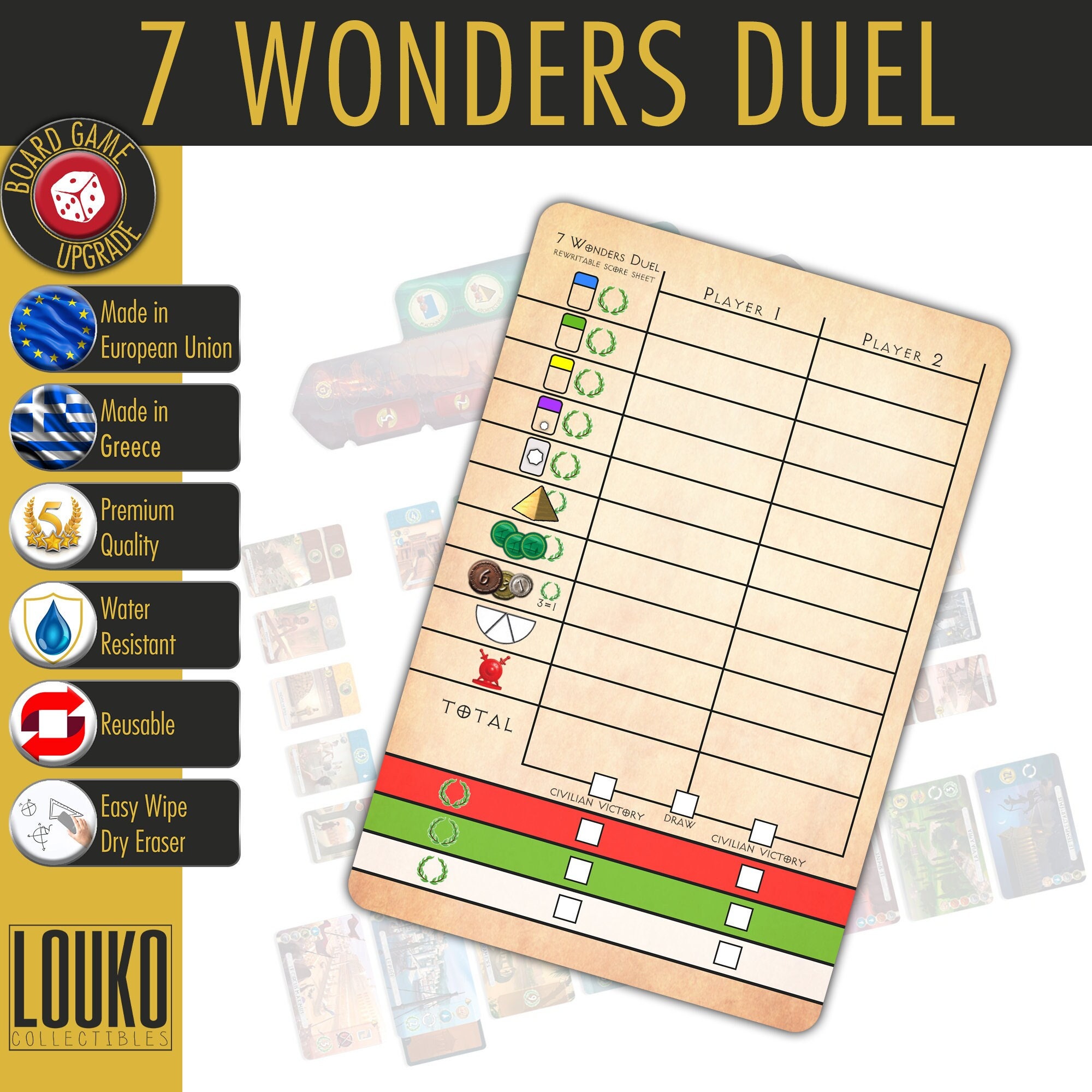 Upgrade 7 Wonders Duel Score Sheet