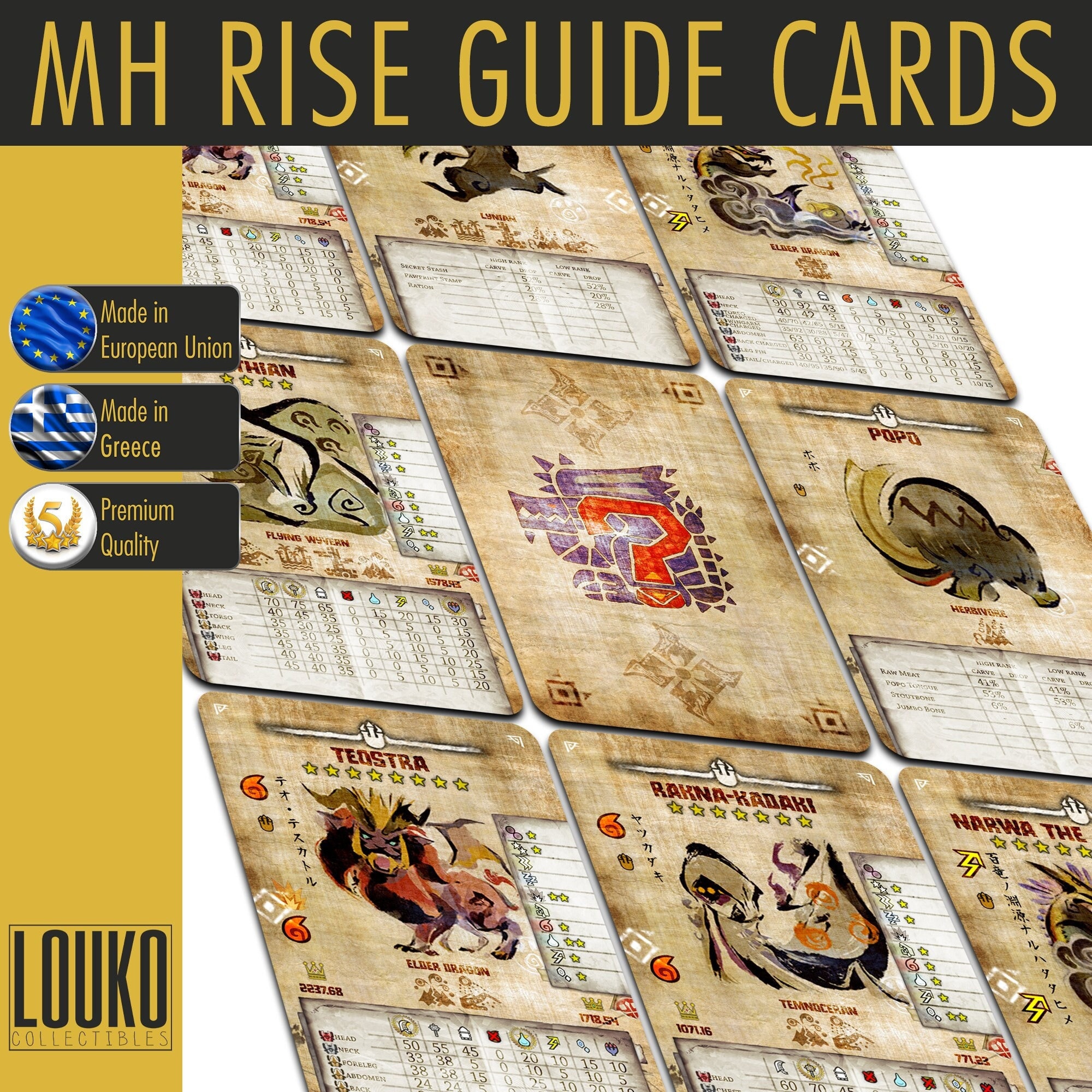 Monster Hunter Rise/sunbreak - Monster Guide Card Set - Etsy