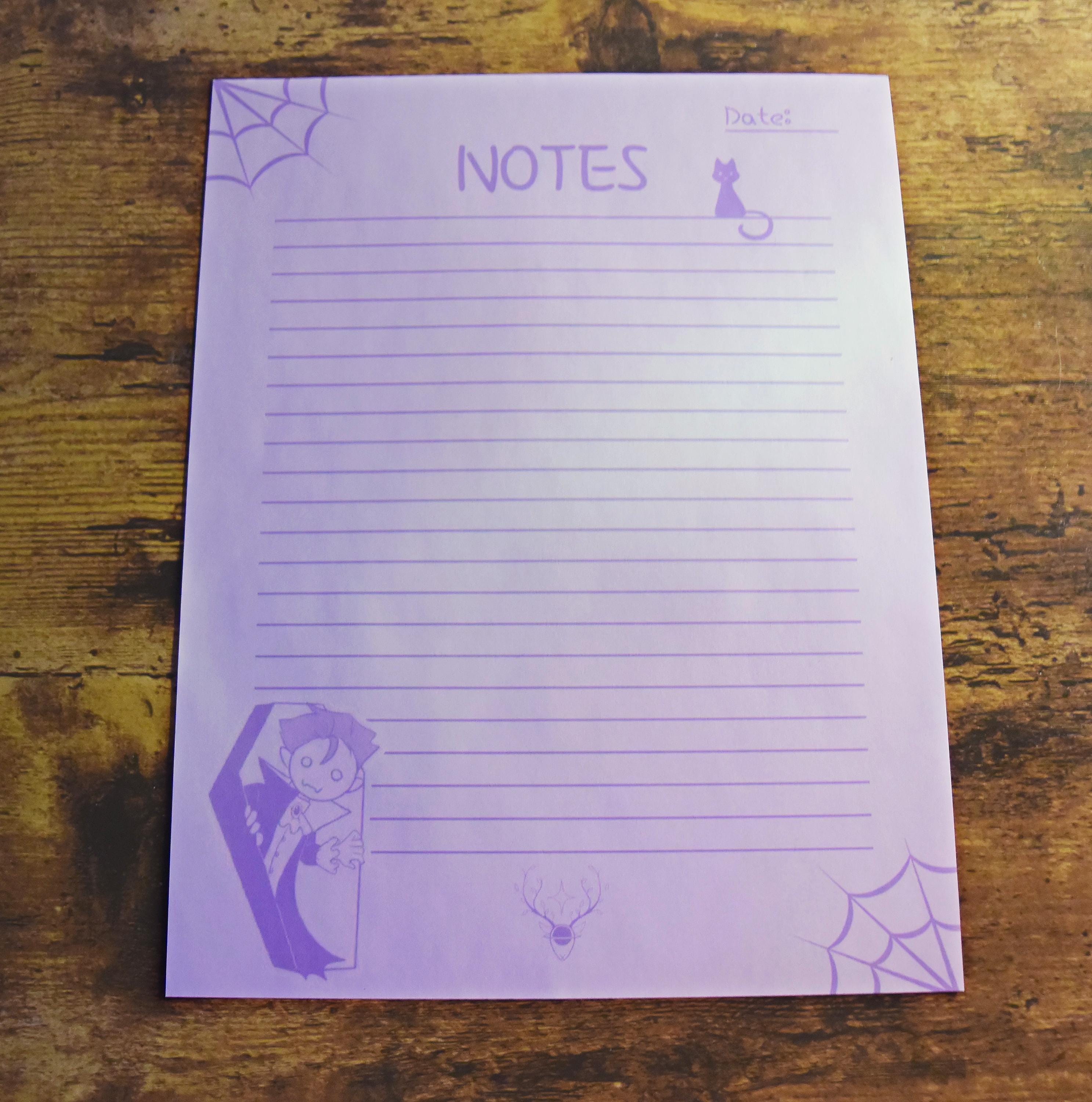 Individual Lined Note Sheet | Printable Stationery | Spooky Purple ...