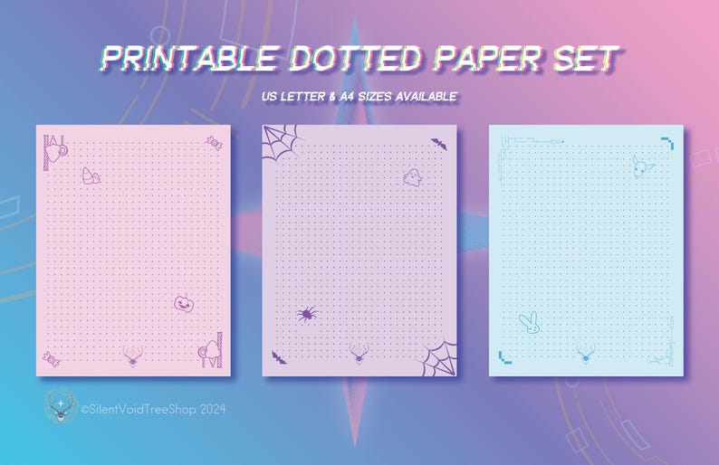 Dotted Note Sheets | Printable Stationery Set | Full Bundle Download ...
