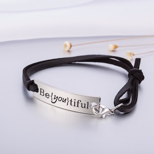 Leather bracelet Be You Tiful