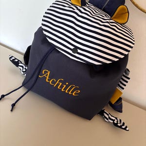 Personalized Toddler Backpack – Nautical Striped Kids Backpack with Embroidered Name, Preschool & Daycare Bag, Cute Custom Baby Gift image 6