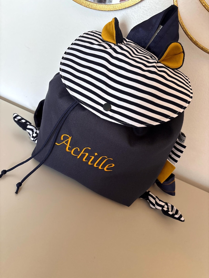 Personalized Toddler Backpack – Nautical Striped Kids Backpack with Embroidered Name, Preschool & Daycare Bag, Cute Custom Baby Gift image 6