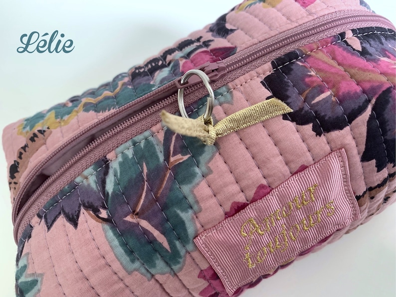 Quilted pencil case with floral pattern in watercolor spirit image 6