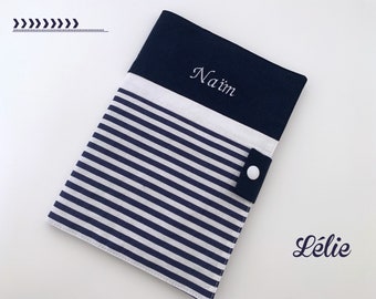 Personalized navy and white striped health book cover ON ORDER