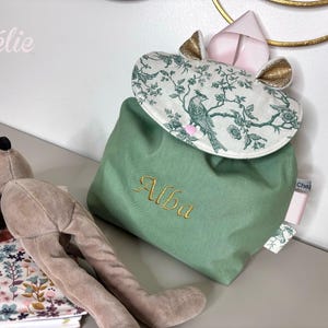 Sac à dos enfant personnalisé esprit toile de jouy ,sac à dos personnalisable, sac maternelle, idée cadeau de naissance