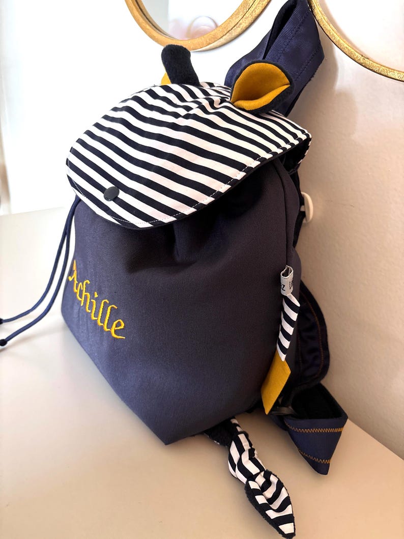 Personalized Toddler Backpack – Nautical Striped Kids Backpack with Embroidered Name, Preschool & Daycare Bag, Cute Custom Baby Gift image 8
