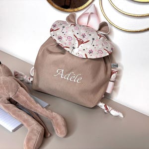 Sac à dos personnalisé pour enfant, prénom brodé, idéal pour la maternelle, cadeau enfant personnalisable, motif biche