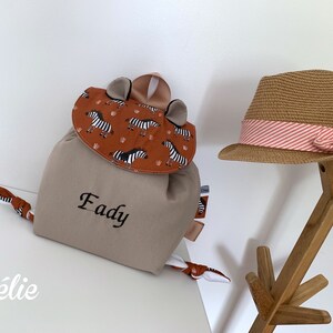 Sac à dos personnalisé pour enfant motif zèbre, cartable petite section, sac avec animaux, cadeau pour maternelle, crèche, naissance