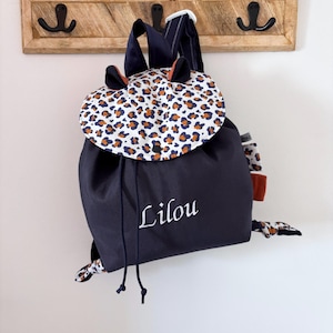 Mochila infantil personalizada, bolso preescolar con nombre bordado, bolso con estampado de leopardo, idea de regalo para recién nacidos y cumpleaños infantiles.