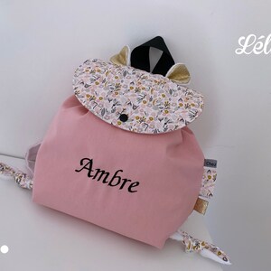 Sac à dos personnalisé pour enfant rose pâle et doré, sac pour petite princesse, cartable maternelle, idéal cadeau anniversaire ou naissance