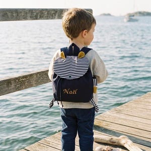 Personalized Toddler Backpack – Nautical Striped Kids Backpack with Embroidered Name, Preschool & Daycare Bag, Cute Custom Baby Gift image 13