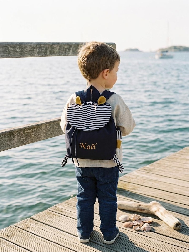 Personalized Toddler Backpack – Nautical Striped Kids Backpack with Embroidered Name, Preschool & Daycare Bag, Cute Custom Baby Gift image 13