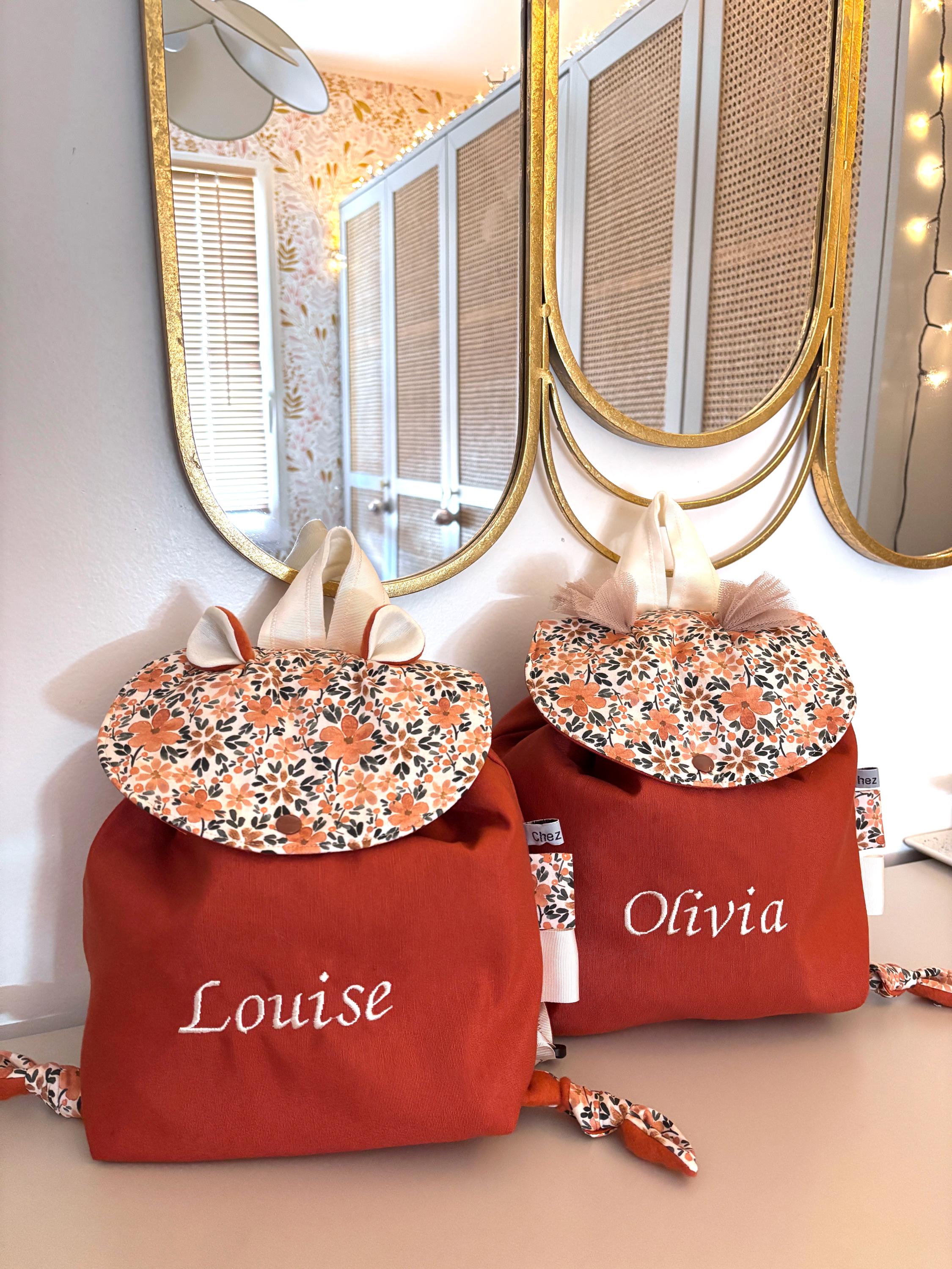 Sac à Dos Vintage à Rabat, Effet Tacheté Bleu - Coton, 2 Poches Frontales, Taille Moyenne, Neuf Avec étiquettes