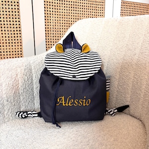 Personalized Toddler Backpack – Nautical Striped Kids Backpack with Embroidered Name, Preschool & Daycare Bag, Cute Custom Baby Gift image 12