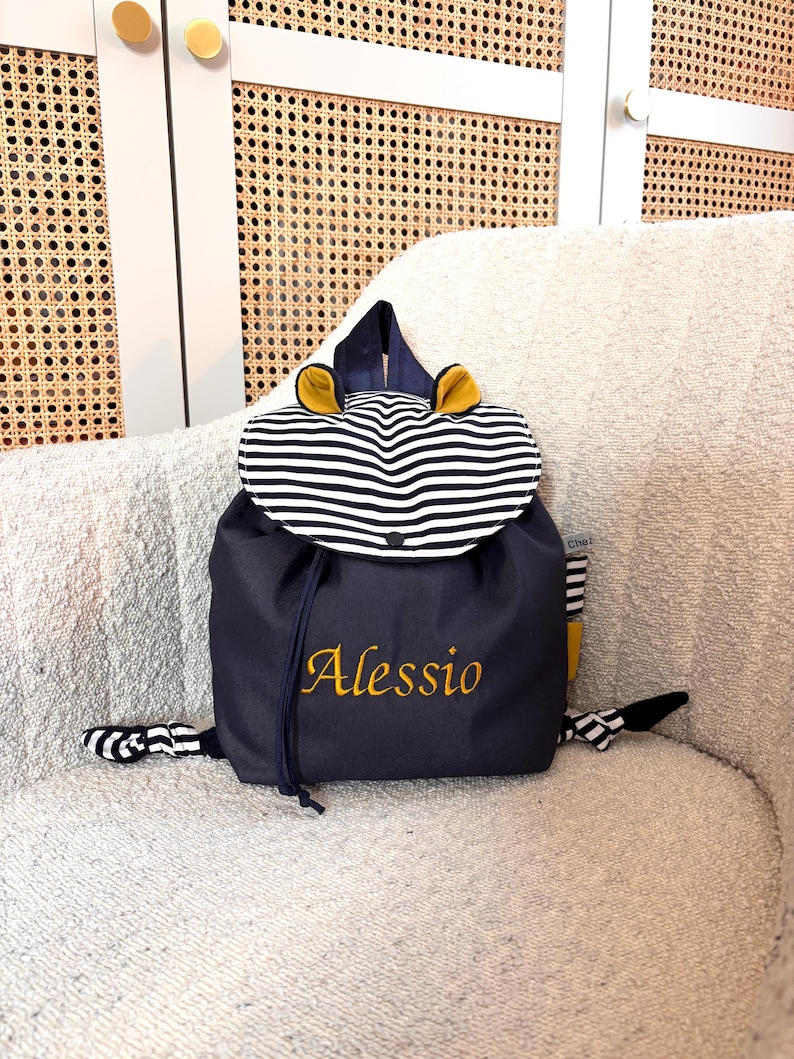 Personalized Toddler Backpack – Nautical Striped Kids Backpack with Embroidered Name, Preschool & Daycare Bag, Cute Custom Baby Gift image 12