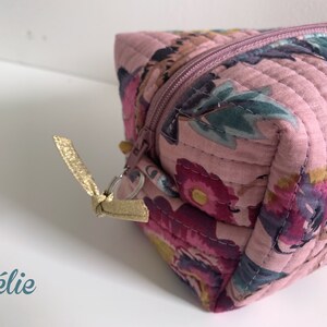 Quilted pencil case with floral pattern in watercolor spirit image 3