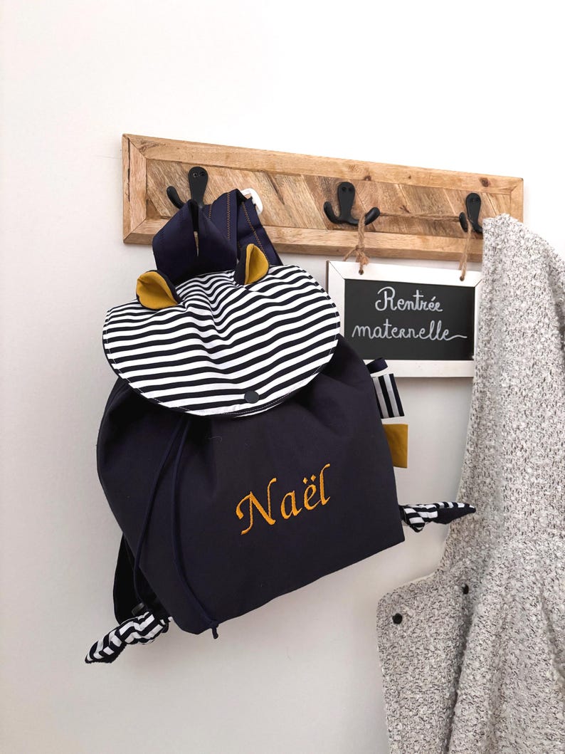 Personalized Toddler Backpack – Nautical Striped Kids Backpack with Embroidered Name, Preschool & Daycare Bag, Cute Custom Baby Gift image 1