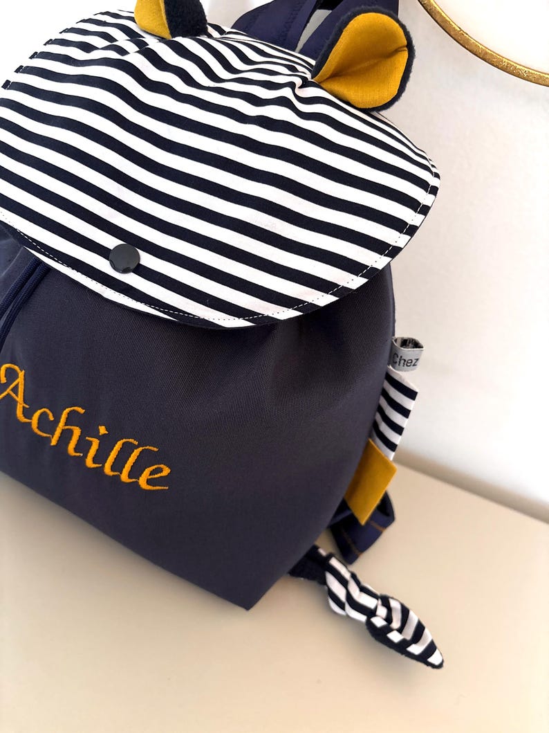Personalized Toddler Backpack – Nautical Striped Kids Backpack with Embroidered Name, Preschool & Daycare Bag, Cute Custom Baby Gift image 7