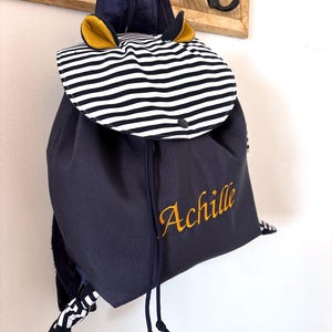 Personalized Toddler Backpack – Nautical Striped Kids Backpack with Embroidered Name, Preschool & Daycare Bag, Cute Custom Baby Gift image 5
