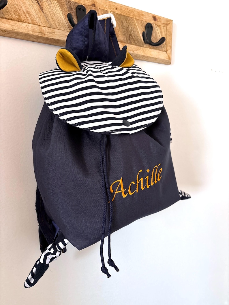 Personalized Toddler Backpack – Nautical Striped Kids Backpack with Embroidered Name, Preschool & Daycare Bag, Cute Custom Baby Gift image 5