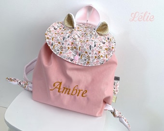 Sac à dos personnalisé pour enfant rose pâle et doré