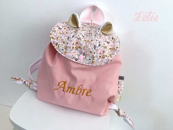 Sac à dos brodé Rose - Personnalisable