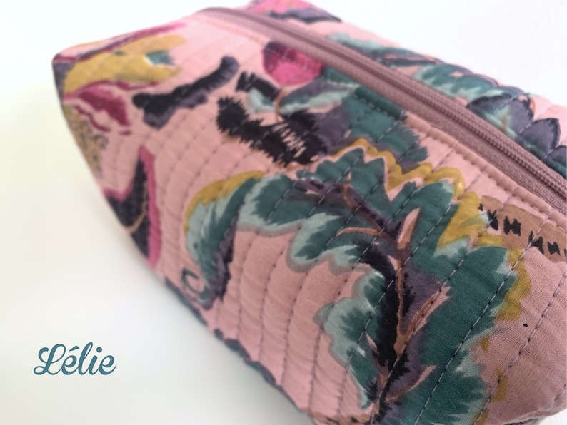 Quilted pencil case with floral pattern in watercolor spirit image 5