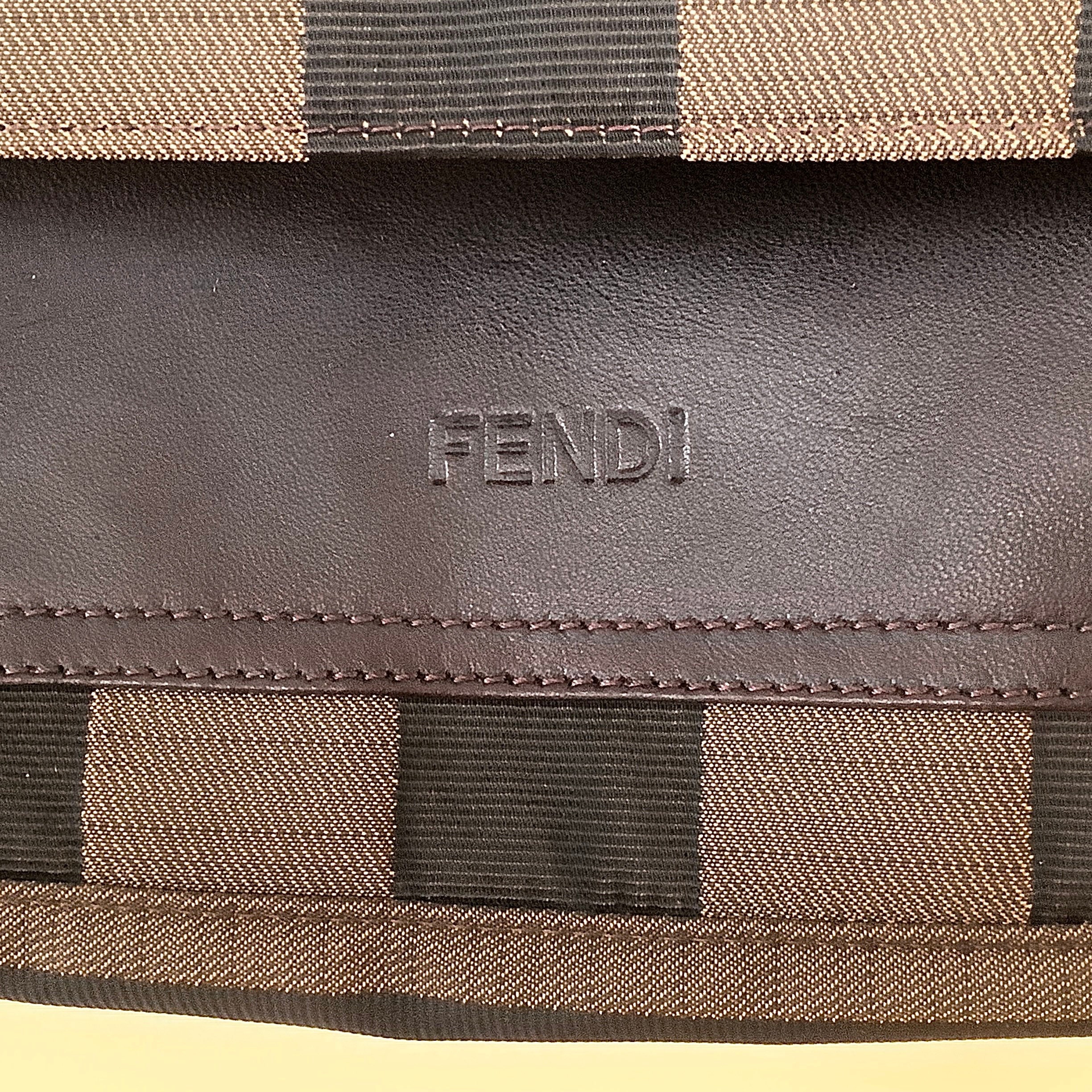 Authentic Vintage FENDI Roma Striped Black and Grey Clutch Bag 