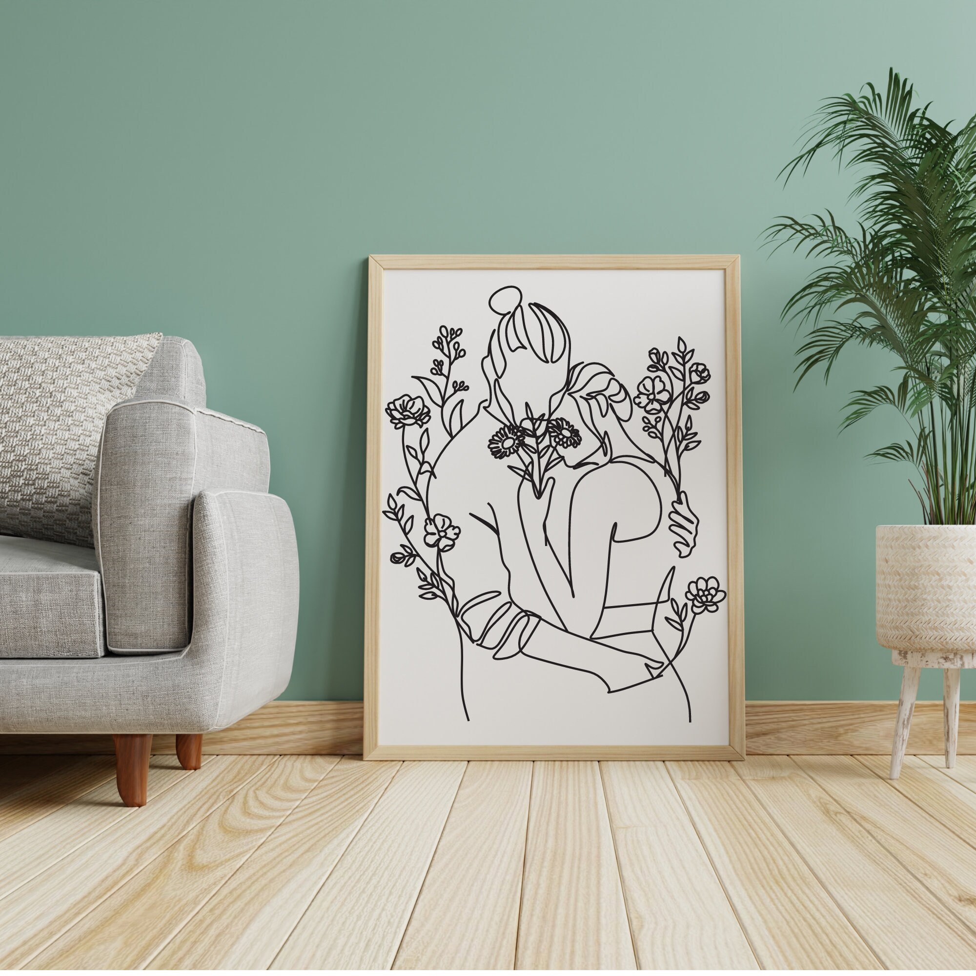 Line Art Couple Man Woman Printable Wall Art - Etsy
