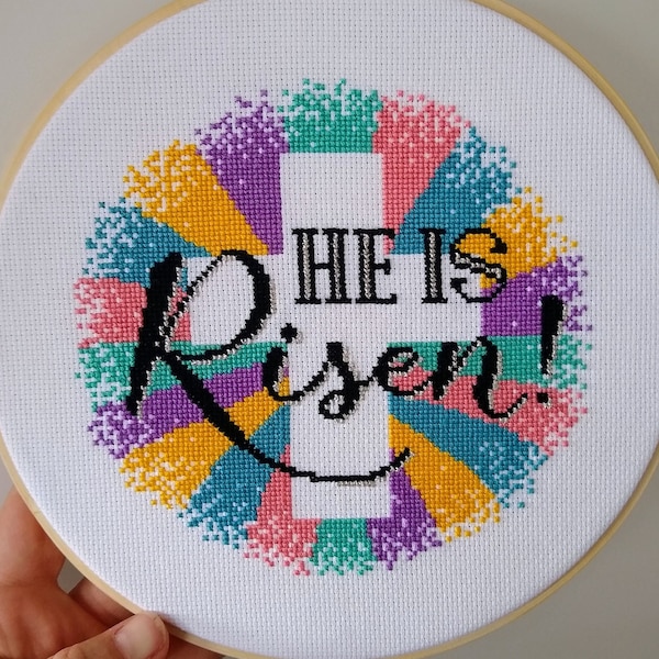 He Is Risen Easter Cross Stitch Pattern