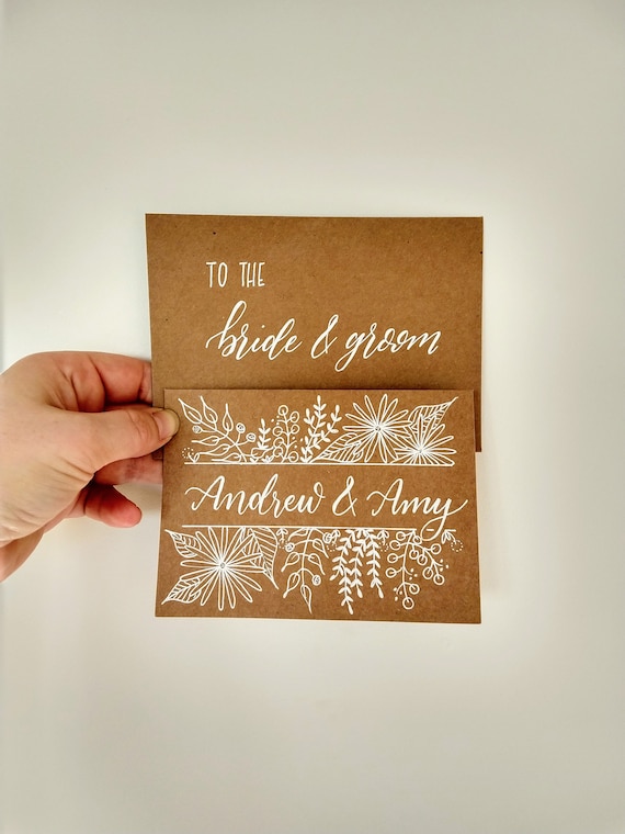 Custom Wedding Card Hand Lettered
