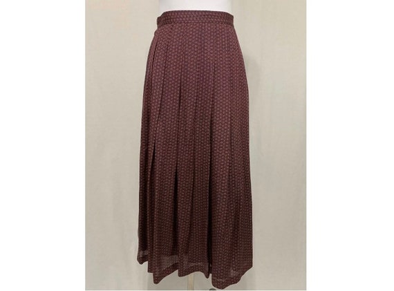 1980's Vintage Flora Kung Pleated Silk Midi Skirt