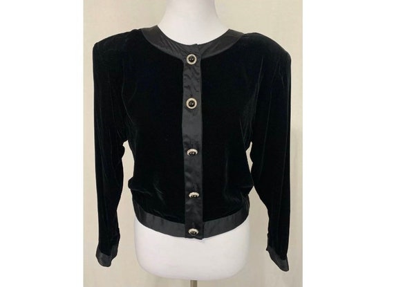 1980's Vintage Black Velvet Jacket by Flora Kung