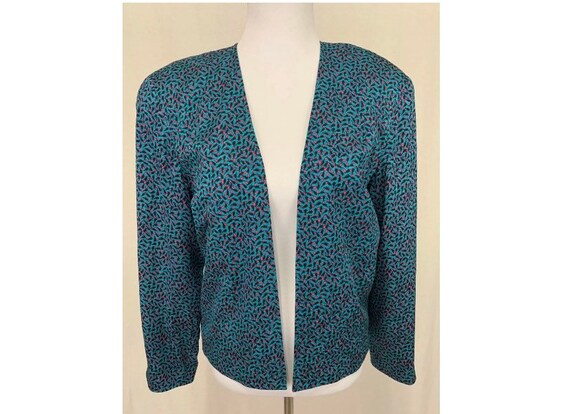 1980's Vintage Flora Kung Silk Cropped Jacket Blaz
