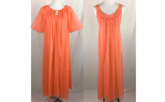 Vintage 1970’s Vanity Fair Tangerine Chiffon Peign