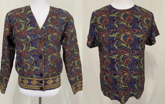 Vintage Julie Francis Paisley Quilted Silk Matchin