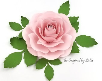 PDF and SVG Paper Flower Templates || DIY Paper Rose 8"  || Paper Petals || Home Decor || Party Decor || Wedding Decor || #031 Small