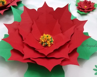 Hard Copy Poinsettia Paper Flower Templates || DIY Christmas Decor || Paper Poinsettia Flower || Christmas Flower || Giant Poinsettia