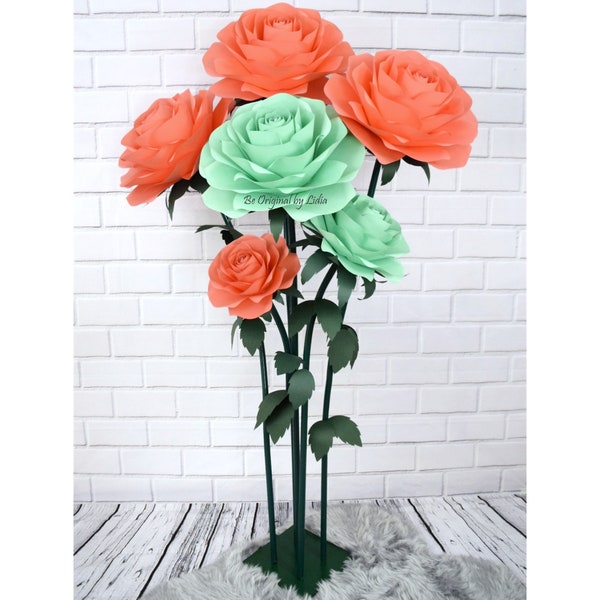 Giant Self Standing Paper Flowers Class || DIY Rose Stem || Free Standing Roses || Flower Stand || Home/Party Decoration || Wedding Project