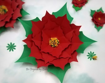 PDF and SVG Poinsettia Paper Flower Templates || DIY Christmas Decor || Paper Poinsettia Flower || Christmas Flower || Giant Poinsettia