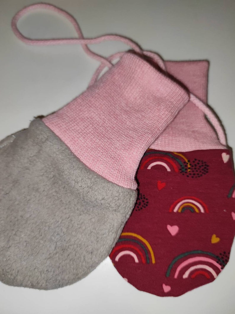 Fäustlinge 68-86 Baby-Handschuhe gefüttert Mädchen Regenbogen Winter Bild 2