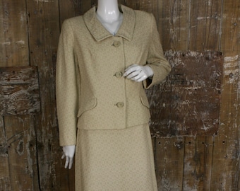 costume jupe Harella crème vintage des années 50, taille 12 jupe jusqu’au genou au Royaume-Uni et veste courte