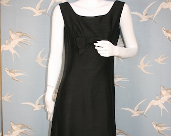 Vintage 60s black maxi dress, Kitty Copeland classic low back cocktail dress, size 10/ 12 UK