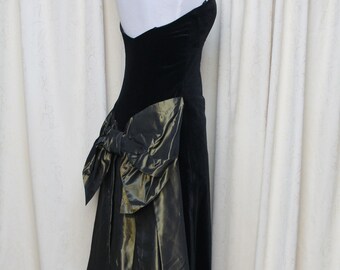 Vintage 80s Black Moire Taffeta Ball Gown/ Prom Dress Size 8/ | Etsy UK
