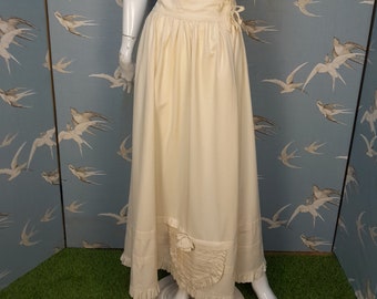 L/ XL Edwardian cream cotton maxi petticoat/ waist slip, tie waist, 33.5- 35" waist, UK 16- 18