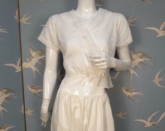 Antique corset cover, Victorian/ Edwardian white cotton camisole blouse, 33" bust