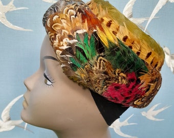 1950s/Early 60s Iridescent Pheasant Feathers Flowerpot Hat il_1080xN.4505889961_poqu.jpg main image 4