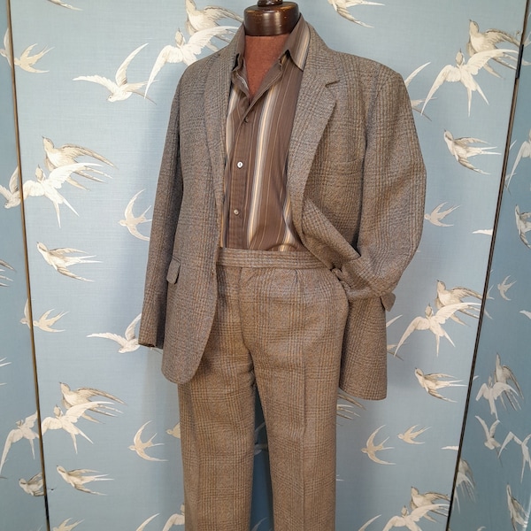 Vintage Thornproof twist tweed suit, Lynton UK, size 44" chest, 38" waist, 30.5" leg, XL