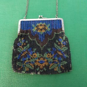 Vintage Art Deco beaded evening bag, small 1920s/ 30s cocktail purse